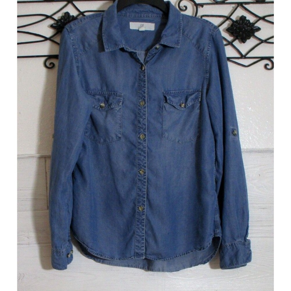 Thread & Supply Women's Top Size M Long Sleeve Blue Button Up